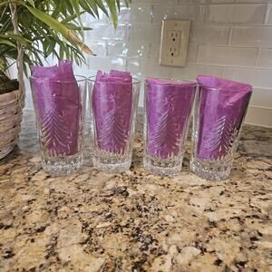 Mikasa Leaded Crystal Christmas Tree Highball Glasses Set Of 4 5.5". NWOT
